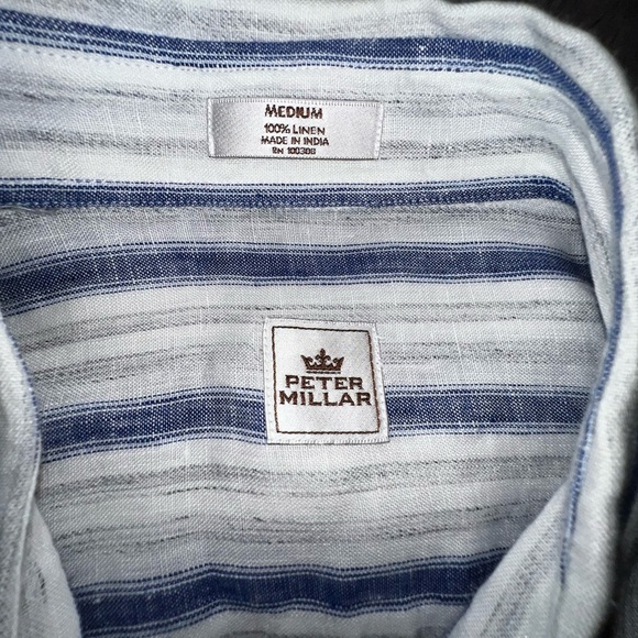 Peter Miillar Mens Button Up Shirt Short Sleeve, Medium 100% Linen - Picture 5 of 9